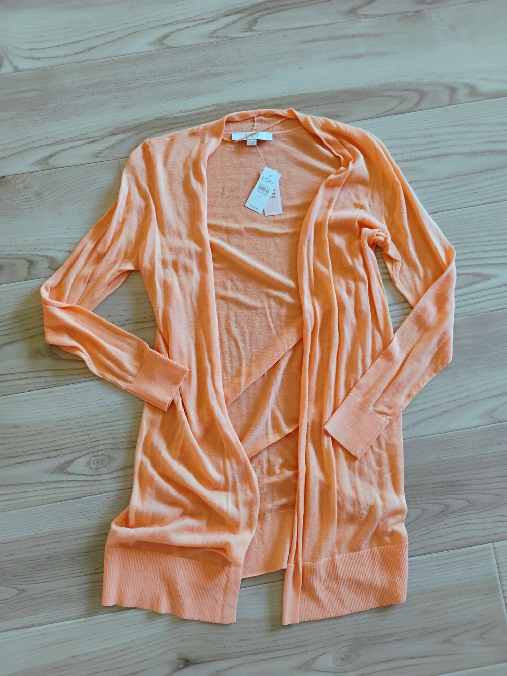 LOFT Peach Open-Front Lightweight Cardigan